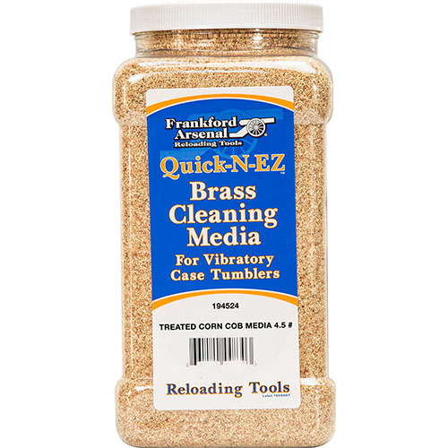 Frankford Arsenalin käsitelty maissimedia puhdistaa tehokkaasti ja kiillottaa brassia, mukana jo valmiiksi lisätty brass-polish. 4.5 lbs uudelleenkäytettävässä astiassa.