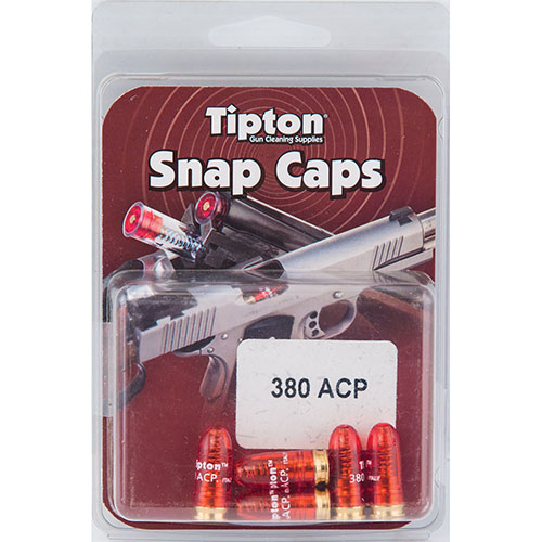 Tipton Snap Caps 380 ACP 5-pack suojaa laukaisinjousia, mahdollistaa laukaisun tyhjään patruunaluukkuun ja helpottaa laukaisun säätämistä.