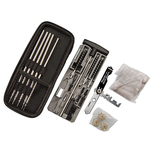 Wheeler Delta Series Compact Rifle Cleaning Kit on täydellinen ratkaisu .22 ja .30 kaliiperin kiväärien puhdistamiseen; kestävä, kompakti ja helppo kuljettaa.