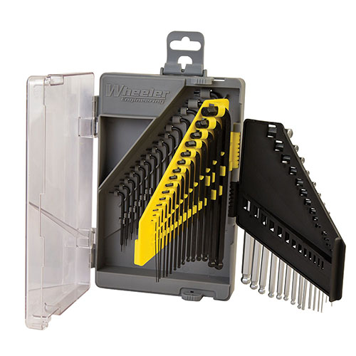 Wheelerin 45-osainen SAE/Metri Hex & Torx avainsarja säilyttää kaikki avaimet yhdessä paikassa, vie vähän tilaa ja helpottaa työskentelyä.