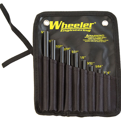 Wheeler Roll Pin Starter Set sisältää 9 kestävästä teräksestä valmistettua puikkoa, joiden hemisfäärinen kärki varmistaa tarkkuuden ja estää vahingot.