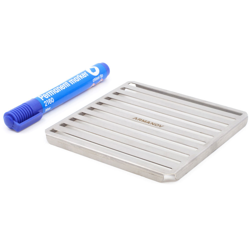 .40S&W ja .45ACP patruunoiden merkitsemiseen suunniteltu ARMANOV-stensili, kestävä ruostumattomasta teräksestä, helppo käyttää ja toistuvasti käytettävä.