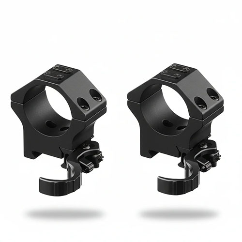 ERATAC Two-Piece Ring Mounts, valmistettu kestävästä alumiinista, tarjoaa säädettävän QD-lukituksen ja maksimaalisen modulaarisuuden 25 mm renkaalla.