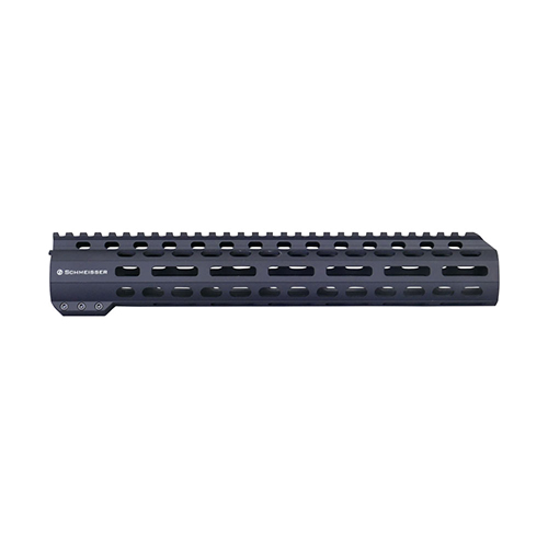 SCHMEISSER Handguard Free Float M-Lok yhdistää kestävän alumiinin ja teräksiset kierteet, tarjoten erinomaisen vakauden ja tarkkuuden. M-Lok-leikkaukset parantavat otetta.