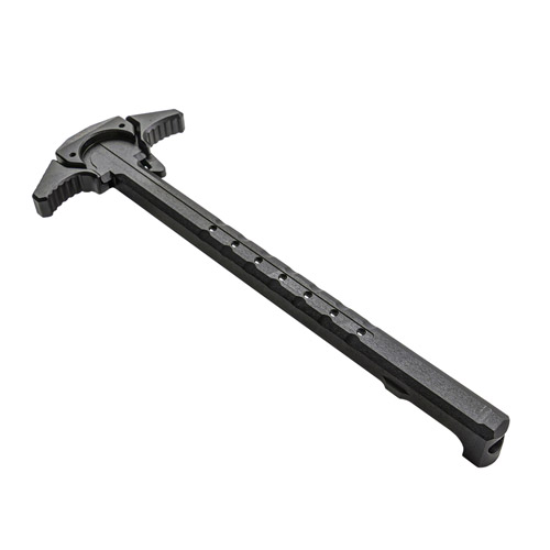 SCHMEISSER Ambidextrous Charging Handle on ergonominen, ALU 7075 T6 -materiaalista valmistettu ja toimii molemmilta puolilta, kaasunpoistoreikien avulla.