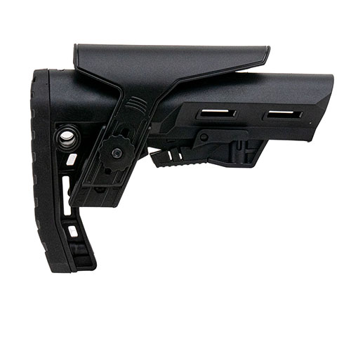 Scout AR-15 Mil-Spec Stock tarjoaa ergonomisen otteen, QD sling mountit, kevyen rakenteen ja vakaan liitoksen tarkkuuden parantamiseksi.