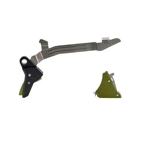 Timney Alpha Competition UBK tarjoaa kevyemmän 2,5-3 lb vetopainon, kestäviä NP3-pinnoitettuja osia ja sujuvampaa laukaisua Glock Gen 3-4:lle.