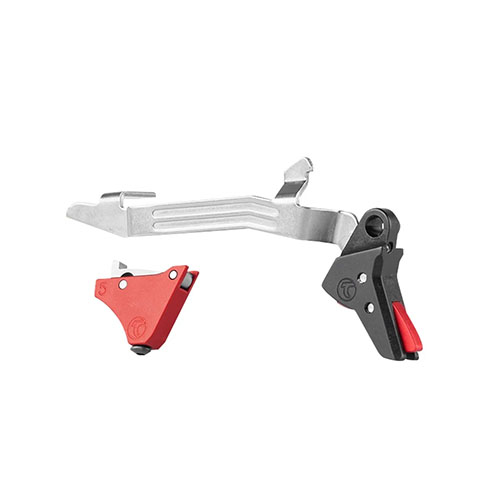 Timney Alpha Competition Trigger tarjoaa 3 lb (1.36 kg) vetopainon, puhtaan laukaisun ja alhaisen kitkan, säilyttäen Glockin luotettavuuden.