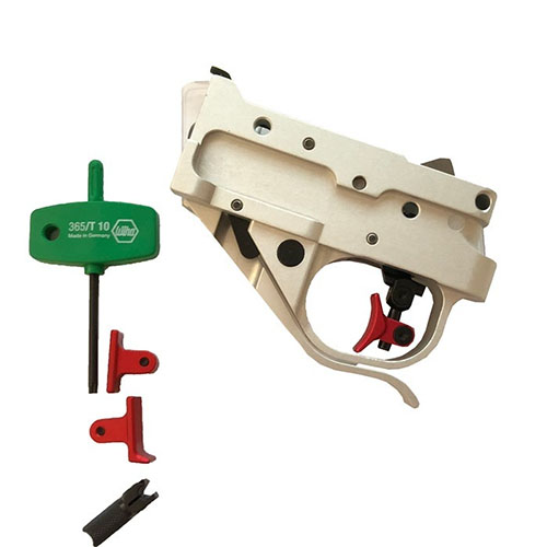 Timney Ruger 10/22® Calvin Elite Trigger Shoe Kit parantaa tarkkuutta, on helppo asentaa ja tarjoaa kestävän, säädettävän liipaisimen 1,5-2 lbs vetovoimalla.