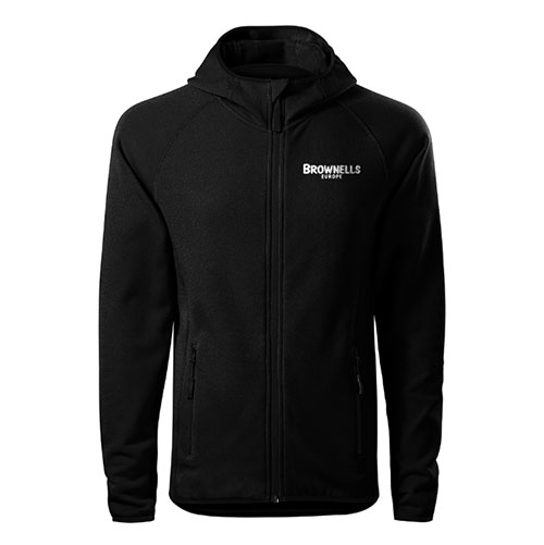 Brownells Europe Fleece Unisex - joustava ja nopeasti kuivuva materiaali, mukava athletic fit, raglan-hihat liikkuvuuteen, pitkä vetoketju ja huppu suojaa.