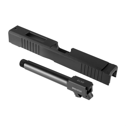 Brownells Glock® 19LS RMR Slide & Barrel Kit mahdollistaa räätälöidyn Glock®-pistoolin rakentamisen, sisältäen kevyemmän liukusäätimen ja tarkasti valmistetun 9mm piipun.