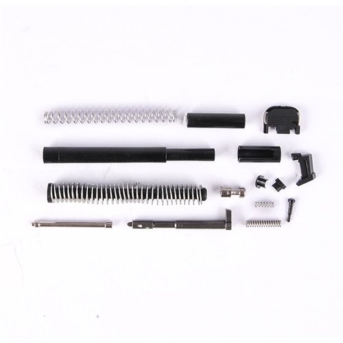 SLIDE PARTS KIT FOR GLOCK®17 GEN 3 sisältää kaikki osat aftermarket-liukujen viimeistelyyn tai tehdasliukujen kunnostamiseen, varmistaen oikean istuvuuden ja toiminnan.