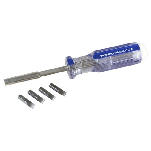 Brownells Magna-Tip® & Super Set Screwdriver Handles tarjoavat kestäviä, monipuolisia vaihtoehtoja tarkkaan asehuoltoon, mukana magneettiset ominaisuudet.