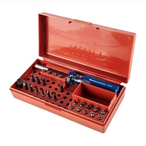 Brownells STANDARD MAGNA-TIP® SET tarjoaa 24 vaihdettavaa bitit, ergonomisen kahvan ja kestäviä materiaaleja, jotka tekevät asehuollosta tarkkaa ja turvallista.