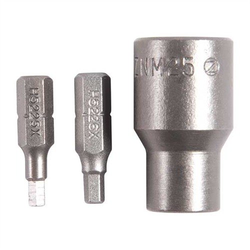 CARRIER KEY BIT KIT sisältää kaksi hex-bittiä AR-15/M16:n bolt carrier key -ruuvien asentamiseen sekä adapterin 3⁄8