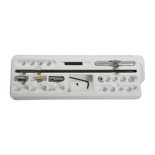 .38-.45 Intermediate Chamfering Kit tarjoaa kauniin, värin vapaan chamferin, joka vähentää luotien roiskumista. Sisältää yhden Facing Cutterin ja valitsemasi Pilotin.