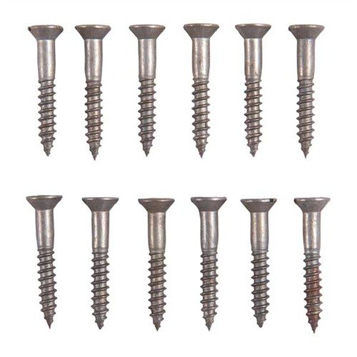 Unplated steel flat head wood screw kit, jossa 12 kpl 6x1