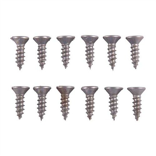 Unplated steel flat head wood screw kit, jossa ei ole pinnoitetta, mikä mahdollistaa helpon brownaamisen tai bluingin. Sisältää 12 erikokoista ruuvia kätevässä laatikossa.