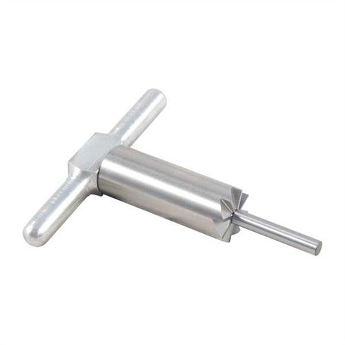 Häkätty terä, 90° MUZZLE FACING CUTTER tasoittaa ja korjaa aseen suun; mukana kahva ja yksi pilot, vaihdettavat pilotit eri kaliipereille saatavilla erikseen.