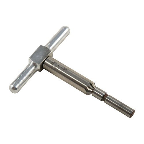 45° chamfering cutter poistaa terävät reunat kiväärin ja pistoolin suista; nopeuttaa revolverin sylinterin täyttöä ja takaa puhtaan ammuksen poistumisen.