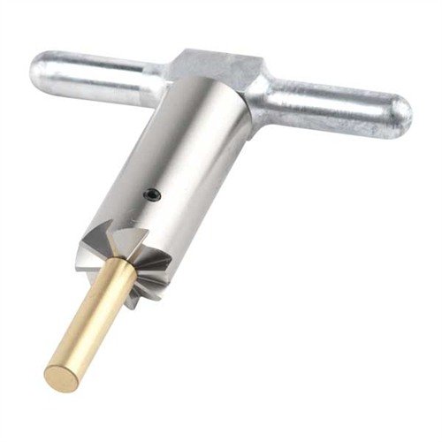 Hardenoidusta teräksestä valmistettu 90° MUZZLE FACING CUTTER tasoittaa ja korjaa piippuja; mukana leikkuuterä, kahva ja messinkipilotti.