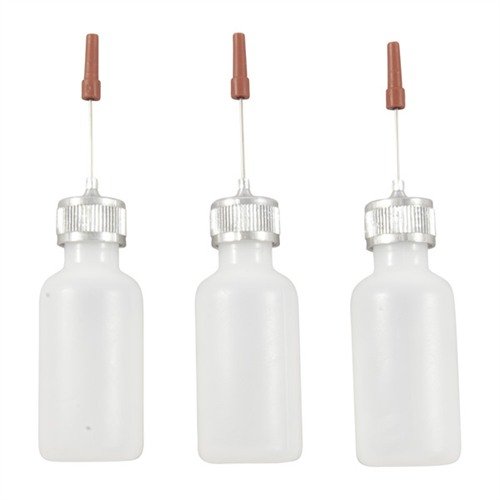 NEEDLE OILER BOTTLES tarjoavat tarkan, vuotamattoman öljy- ja puhdistusratkaisun, estäen ylilubrikoinnin ja saastumisen. 3 pakkausta, ½ fl. oz. per pullo.