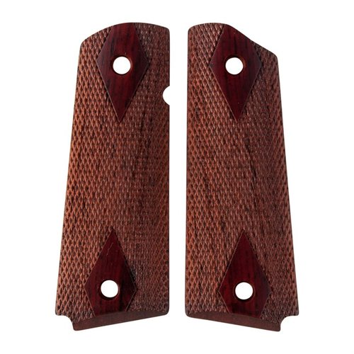 1911 DOUBLE DIAMOND COCOBOLO GRIPS tarjoavat erinomaisen kestävyyden ja kauniin ulkonäön. Cocobolo-puu on tiheää ja vahvaa, täydellinen korkealaatuisille kahvoille.