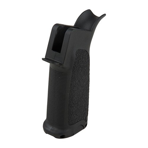 AR-15 MOD-3 GUNFIGHTER GRIP parantaa kiväärin hallintaa ergonomisella muotoilullaan, kestävä polymeerimateriaali ja vesitiivis säilytyslokero.