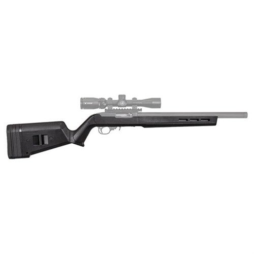 RUGER 10/22 Hunter X-22 - kestävä polymeerirakenne, säädettävä LOP, ergonominen ote, helppo asennus, M-LOK-yhteensopivuus ja liukuestepohja.