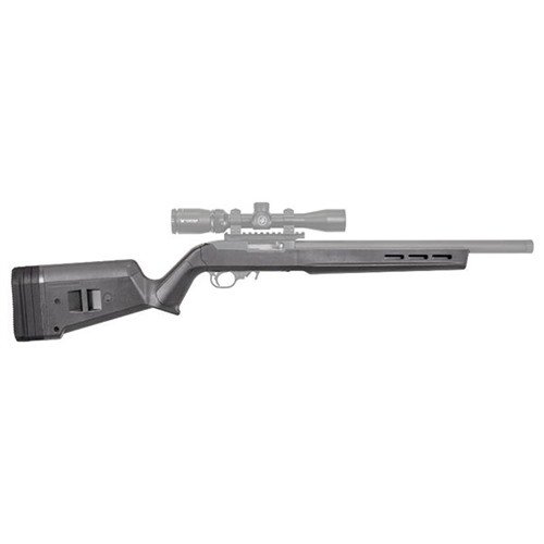 RUGER 10/22 Hunter X-22 - kestävä polymeerirakenne, säädettävä LOP, ergonominen muotoilu, helppo asennus ilman aseistajaa ja M-LOK-yhteensopivuus lisävarusteille.