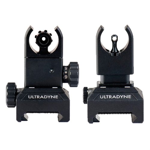 Ultradyne C4 Folding Sight Combo tarjoaa Dynalign-teknologian, kestävästä teräksestä valmistetut sightit, helposti säädettävissä MIL-STD 1913 Picatinny -railille.