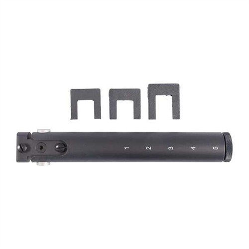 Alumiininen vastaanotinlaajennus muuttaa AK-47:n kiinteän peräkuulan M4-säädettäväksi, tarjoten viisi lukitusasentoa ja sisäisen säilytyslokeron.