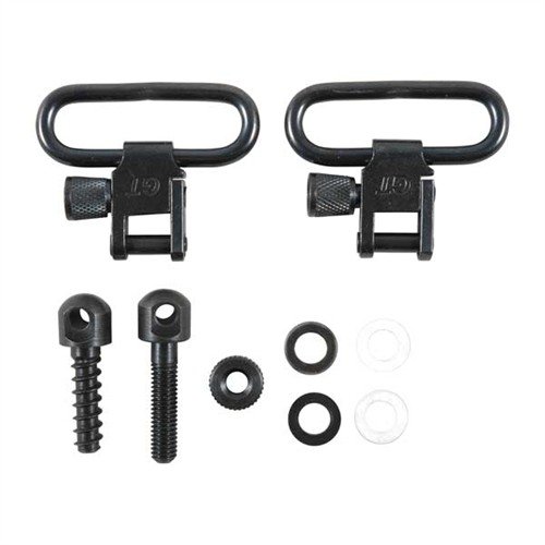 Kestävä RIFLE SLING SWIVEL SET, joka sisältää teräksiset kiinnikkeet ja nopean irrotusjärjestelmän useiden kiväärien käyttöön.