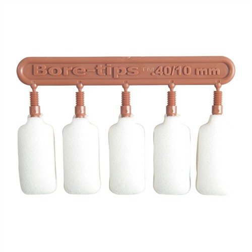 .40 kaliberin/10mm Bore Tips ovat uudelleenkäytettäviä vaahtosiveltimiä, jotka tarjoavat täydellisen puhdistuksen, sopivat 8-32 kierteisiin ja kestävät useita käyttökertoja.