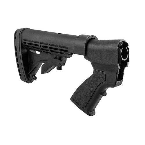 REMINGTON 870 KickLite Tactical Buttstock muuttaa perinteisen pumpun helposti hallittavaksi taktiseksi aseeksi, vähentäen rekyyliä 40-50% ja parantaen tarkkuutta.