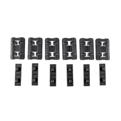 MAGPUL M-LOK Type 2 Rail Covers tarjoavat matalan profiilin, teksturoidut pinnat paremman pidon ja mahdollisuuden räätälöidä ulkonäköä kuuden paneelin avulla.