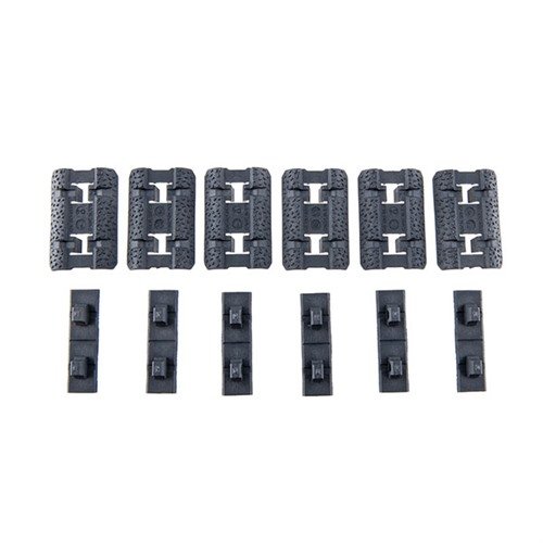 M-LOK Type 2 Rail Covers tarjoavat matalan profiilin, liukuvat paneelit, jotka parantavat otetta ja sallivat värin yhdistelyn mukautettua ilmettä varten.