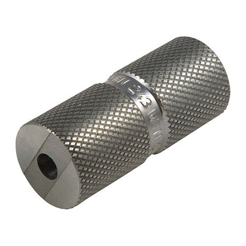 .243 Win case length/headspace gauge takaa turvallisuuden ja tarkkuuden tarkistamalla, että päätilan mitat ovat oikein. Yli- tai alimitalliset patruunat on hävitettävä.