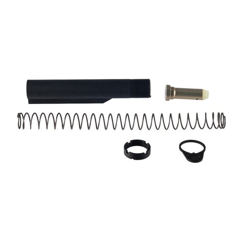 .308 M5 Carbine Buffer Tube Kit on valmistettu Yhdysvalloissa, kestävästä 7075-T6 alumiinista, kuusi säätöasentoa ja mukana .308 bufferi, jousi, päätylevy ja castle nut.