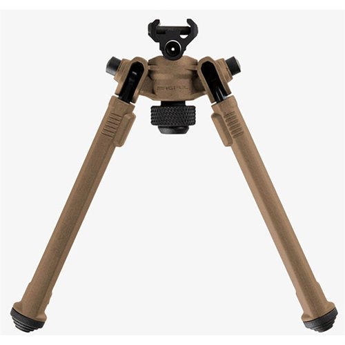 Magpul Picatinny bipod on 1913-rautapalkki tarjoaa keveyttä, kestävyyttä ja helppoa säätöä yhdellä kädellä, jopa 50° kallistuksella ja 40° panoroinnilla.