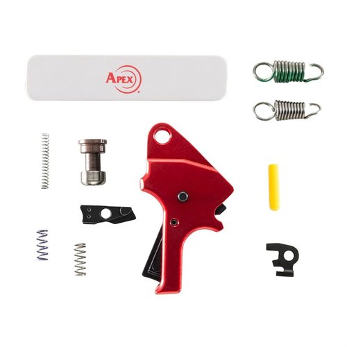 SMITH & WESSON M&P M2.0 RED FLAT FACE FORWARD SET TRIGGER KIT parantaa laukaisua, vähentää esimatkaa ja yli matkustusta, sekä tarjoaa sujuvamman laukaisun.