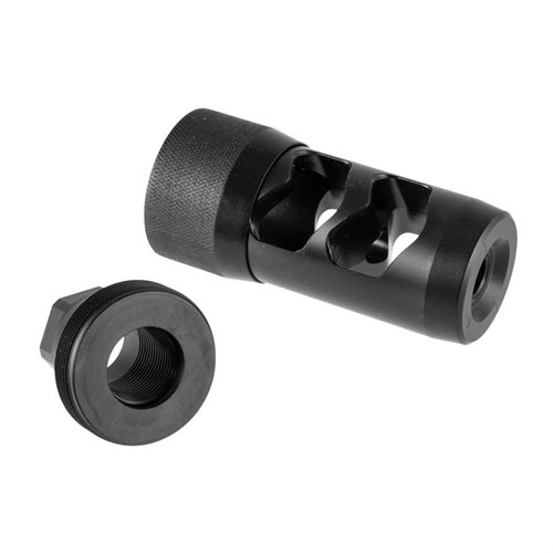 AREA 419 HELLFIRE 2P Muzzle Brake on helppokäyttöinen, tehokas ja mukautettu ratkaisu 20" tai lyhyemmille piipuille, joka vähentää rekyyliä ja parantaa ampumamukavuutta.