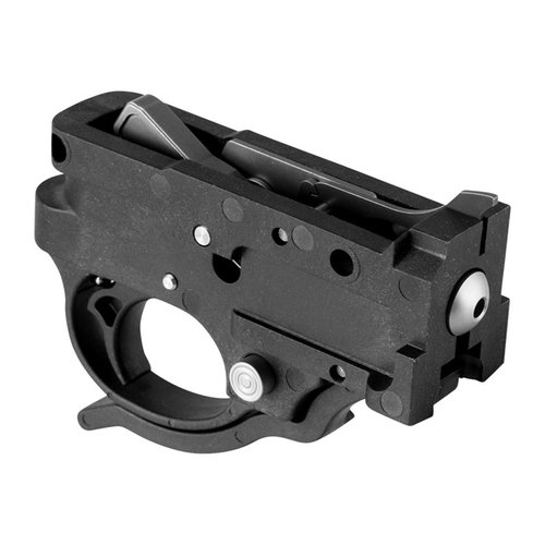 RUGER®10/22® DROP-IN TRIGGER ASSEMBLY parantaa laukausta, on helppo asentaa ilman työkaluja ja tarjoaa 2,25 punnan kevyen, lyhyen ja sujuvan laukaisun.