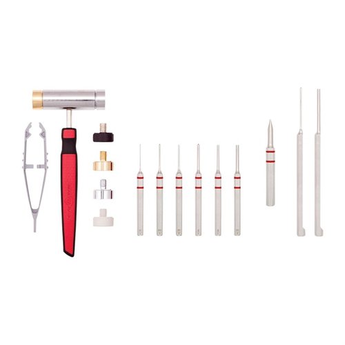 Real Avid Accu-Punch Hammer & Pin Punch Set tarjoaa ergonomisen vasaran, vaihdettavat päät ja kattavan pin punch -valikoiman AR-15:n huoltoon ja kokoonpanoon.