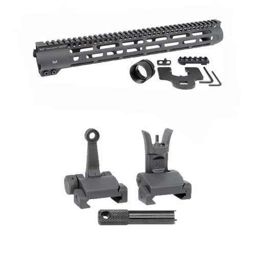 Midwest Industries AR-15 Slim Line Handguard tarjoaa M-LOK kiinnityspisteet ja Flip-Up Combat Sights, jotka tarjoavat erinomaisen näkyvyyden ja käytettävyyden.