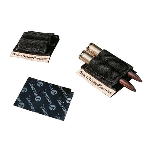 .223-kokoiset SAP Two Round Holderit pitävät kaksi ylimääräistä patruunaa helposti saatavilla, kiinnittyvät Velcro:lla lähes mihin tahansa kivääriin.