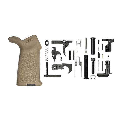 Aero Precisionin AR 308 M5 Lower Parts Kit sisältää Magpul MOE -kädensijan ja kaikki tarvittavat osat M5 (.308) alarungolle, täydellinen valinta rakentajille.