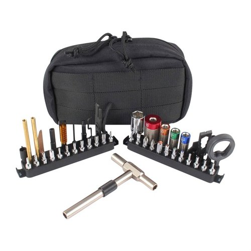 THE WORKS Gunsmithing Kit tarjoaa tarkkuutta ja monipuolisuutta aseiden huoltoon ergonomisilla työkalupäillä ja laajalla bitivalikoimalla.