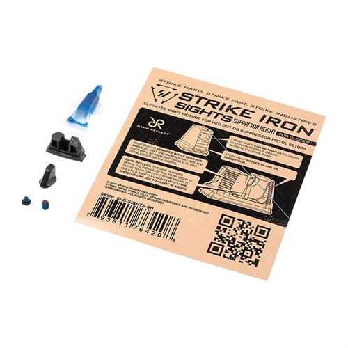 Strike Industries Strike Iron Sight Set tarjoaa tarkkuuden ja yhteensopivuuden optiikkaan, valmistettu SUS630 ruostumattomasta teräksestä ja helppo käyttää.