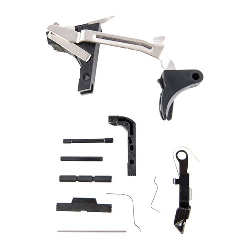 Cross Armory Lower Parts Kit Glock® 17 & 19 sekä Polymer 80 -rakennuksiin. Mukana kaikki tarvittavat osat, kuten täydellinen liipaisin ja pidennetyt osat.